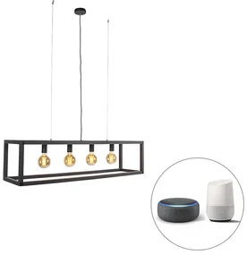Lampă suspendată inteligentă neagră cu 4 lumini inclusiv Wi-Fi G95 - Big Cage