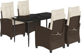 vidaXL Set mobilier de grădină, 5 piese, cu perne, maro, poliratan
