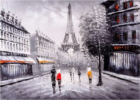 Tablou pe sticlă - Pictură în ulei, Paris (70x50 cm)