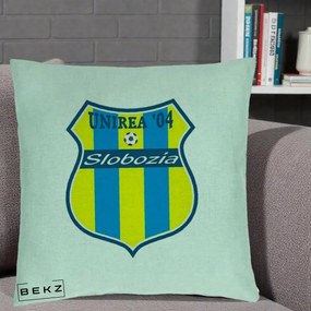 Perna Personalizata Unirea '04 Slobozia Fotbal, 40x40 cm, Verde Menta, Husa Detasabila, Perna Inclusa, BEKZ®