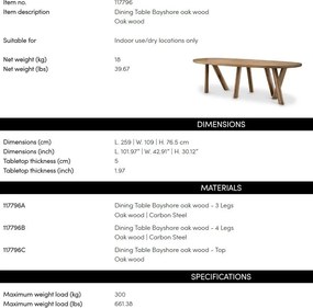 Masa design LUX din lemn de stejar Bayshore