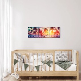 Tablou - Apus de soare tropical (cu ceas) (90x30 cm)