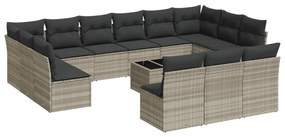 3250241 vidaXL Set mobilier de grădină cu perne,14 piesegri deschis, poliratan