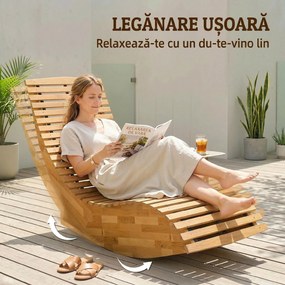 Outsunny Set de 2 Balansoare de Exterior, Șezlonguri Pliabile Ergonomice din Lemn de Acacia, Natural. | Aosom Romania