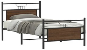 vidaXL Cadru pat fără saltea, stejar maro, 100x190 cm, lemn prelucrat