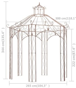 Pavilion de gradina, maro antichizat, 3 m, fier Maro, 3 m
