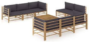 vidaXL Set mobilier de grădină cu perne gri închis, 9 piese, bambus