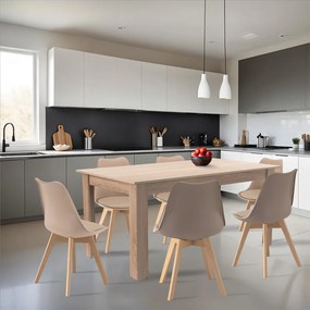 Set de masă Zara 6+1 bej-stejar Sonoma