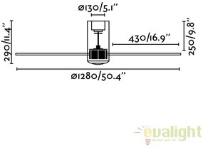Ventilator de tavan modern cu telecomanda MINI TUBE FAN Transparent 33393