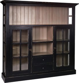 Vitrină lemn masiv Heritage 2 uși vitrate și sertare, 167 × 38 × 158 cm