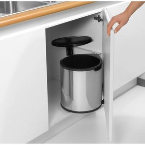 Brabantia Coș încorporabil 647044, 15 L, Deschidere largă, Coș interior din plastic, Inox