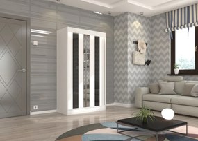 Dulap cu usi glisante si oglinda 120x215 cm, Keita, ADRK Furniture (Culoare: Negru / Alb / Negru Lacobel)