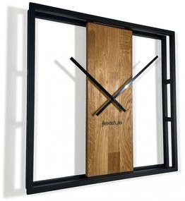 Ceas de perete de design din lemn și metal, 50 cm