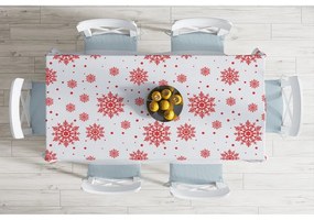 Față de masă din amestec de bumbac cu model de Crăciun Minimalist Cushion Covers Red Snowflakes, 140 x 180 cm