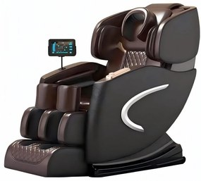 Fotoliu de masaj AULUS, Incalzire, Tableta touch screen, AI Voice, Controler rapid cotiera, Zero Gravity, Moduri Automate, Suport Picioare extensibil, Piele Ecologica Premium, Negru
