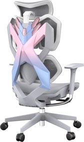 RESIGILAT- Scaun ergonomic SIHOO X5C-207, cotiere 3D, suport lombar reglabil, tetiera 3D, mecanism multifunctional inclinare/blocare, pivotant, Mesh, Gri/Roz