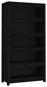 821693 vidaXL Bibliotecă, negru, 80x35x154 cm, lemn masiv de pin