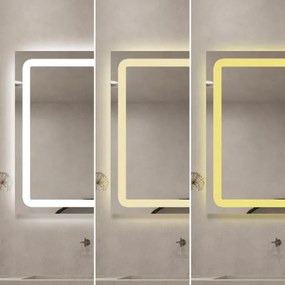 Oglindă Baie LED și Dezaburire Elit's Premium cu Senzor Touch, Lumina Rece, Caldă și Neutră, 80x65cm
