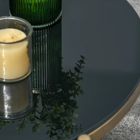 HOMCOM Masuta de cafea rotunda cu blat din sticla securizata si picioare din metal auriu | AOSOM RO