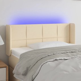 3123223 vidaXL Tăblie de pat cu LED, crem, 93x16x78/88 cm, textil