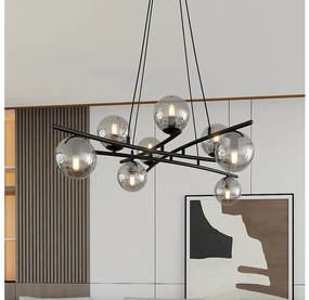 Lustră pe cablu ESSA 8xE14/10W/230V negru/fumuriu