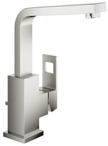 Baterie lavoar inalta Grohe Eurocube L crom periat Supersteel cu ventil Pop-Up si pipa pivotanta