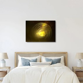 Tablou pe sticlă cu spirala abstractă în galben (70x50 cm)