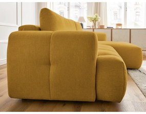 Colțar galben muștar extensibil/cu spațiu de depozitare (cu colț pe partea dreaptă/cu șezlong) Fuji – Bobochic Paris