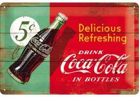 Placă metalică Coca-Cola - Delicious Refreshing, (30 x 20 cm)