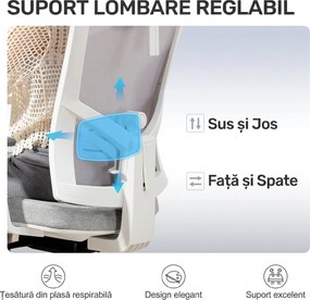 HOMCOM Scaun de Birou Ergonomic și Respirabil cu Suport Lombar Dinamic 4D, 64.5x62.5x112-122 cm, Multicolor | Aosom Romania