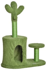 Arbore de Zgariat PawHut pentru Pisici Adulte si Pisicute in Forma de Cactus cu Funie de Sisal, Mingii si Culcus, Inaltime 78 cm, Verde