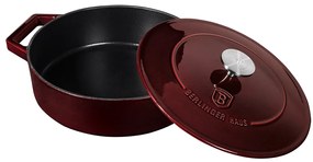 Cratiță din fontă emailată cu capac 26 cm, 2.5L – Berlinger Haus Burgundy Collection BH 6498, ideală pentru cuptor sau plită, gătit lent