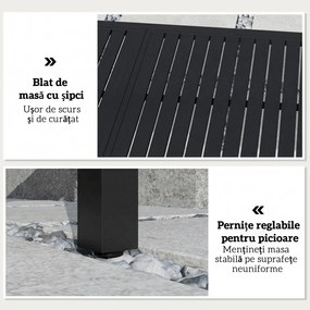 Outsunny Masă de Grădină Extensibilă pentru 6-8 Persoane, Aluminiu cu Blat cu Lamele, Negru | Aosom Romania