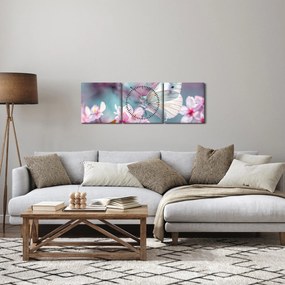 Tablou - Fluture pe un cireș (cu ceas) (90x30 cm)