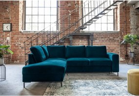 Colțar turcoaz extensibil cu tapițerie din catifea (cu colț pe partea stângă ) Lofty Lilly – Miuform