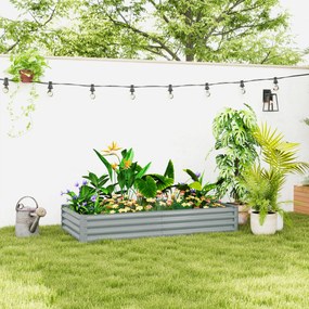 Outsunny Jardinieră de Exterior din Oțel cu Fund Deschis și Margini Întărite, 180x90x30 cm, Gri Argintiu | Aosom Romania