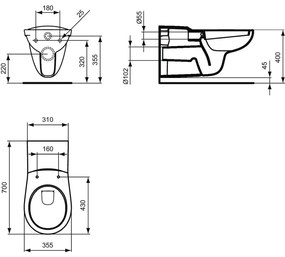 Vas wc suspendat pentru persoane cu dizabilitati Ideal Standard Contour 21 alb