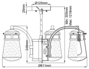 Lustră pe tijă de exterior Kichler KL-LYNDON-5P-AZ LYNDON 5xE27/60W/230V IP44
