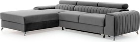 Colțar gri extensibil/cu spațiu de depozitare cu tapițerie din catifea (cu colț pe partea stângă/cu șezlong) Grayson – ELTAP