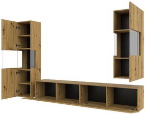 Mobilier living Avernic Typ 10 (negru + Stejar artisan). 1042057