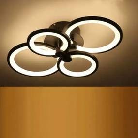 Lustră LED cu Telecomandă, Meda 4 cercuri, 74W, Negru