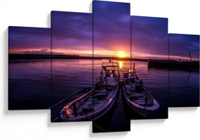 Tablou cu barci pescărești în port (150x105 cm)