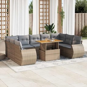 vidaXL Set canapele de grădină cu perne, 10 piese, bej, poliratan
