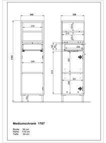 Dulap de baie înalt alb în decor stejar 34x118 cm Loria - Germania