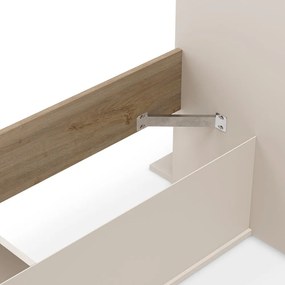 Pat matrimonial alb/în culoare naturală cu aspect de lemn de stejar cu spațiu de depozitare fără somieră 160x200 cm Albo – Marckeric