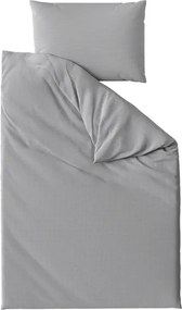 Set lenjerie de pat creponata DENYX BLEND gri, buzunar hotel + Cearsaf Jersey 90 x 200 cm gri inchis, pat single
