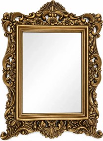 Oglindă decorativă de perete, ramă aurie antichizată, 64 × 84 cm