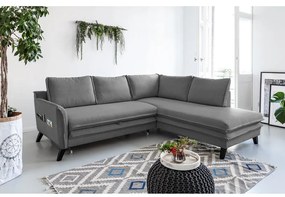 Colțar extensibil cu șezlong pe partea dreaptă Miuform Charming Charlie L, gri închis