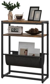 HOMCOM Masa de cafea cu etajeră și suport pentru reviste structură din oțel design industrial - 43l x 18P x 56H cm | Aosom Romania