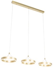 Lampă suspendată din alamă dreptunghiulară incluzând LED cu 3 trepte de reglare a luminozității cu 3 lumini - Lyani